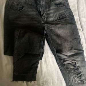 Vanilla Star Distressed Skinny Jeans Black Sz: 15